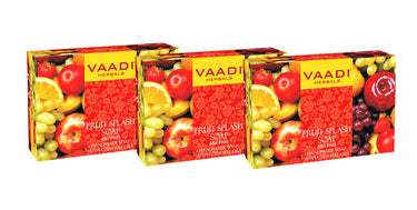 Vaadi Herbals Fruit Splash Soap with Extracts of Orange, Peach, Green Apple and Lemon, 75gms x 3